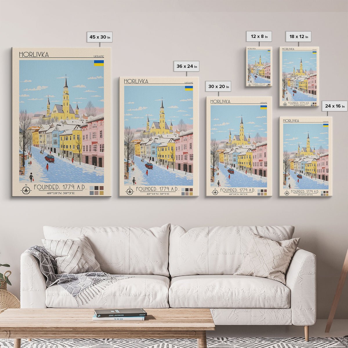 Horlivka Ukraine Travel Poster Framed Canvas Print, Vintage Style, Pop Art Home Decor, Scenic Wall Art, Bedroom Decoration, Office Gift