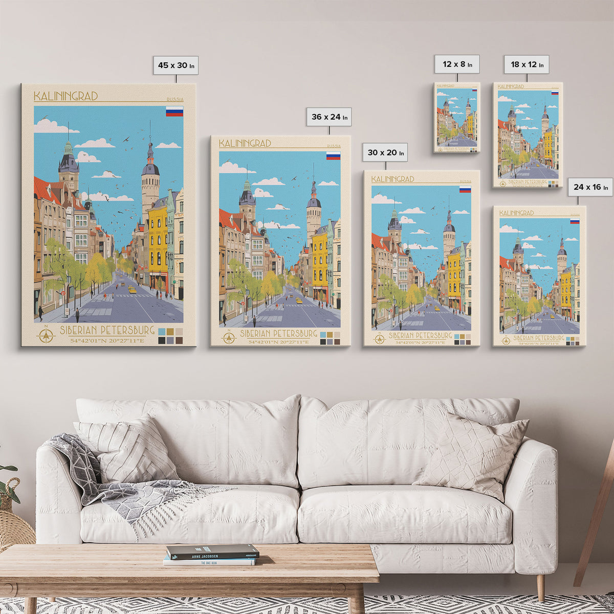 Kaliningrad Russia Travel Poster Framed Canvas Print, Midcentury Modern Art, Pop Art Wall Decor, Home Decor, Vacation Gift, Bedroom Art