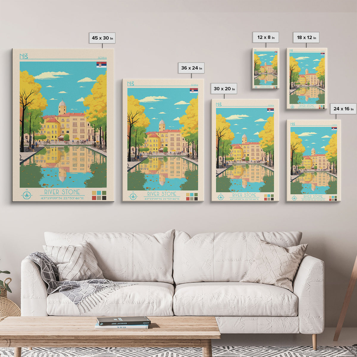 Niš Serbia Travel Poster Framed Canvas Print, Vintage Style, Pop Art Home Decor, Scenic Wall Art, Bedroom Decoration, Office Gift