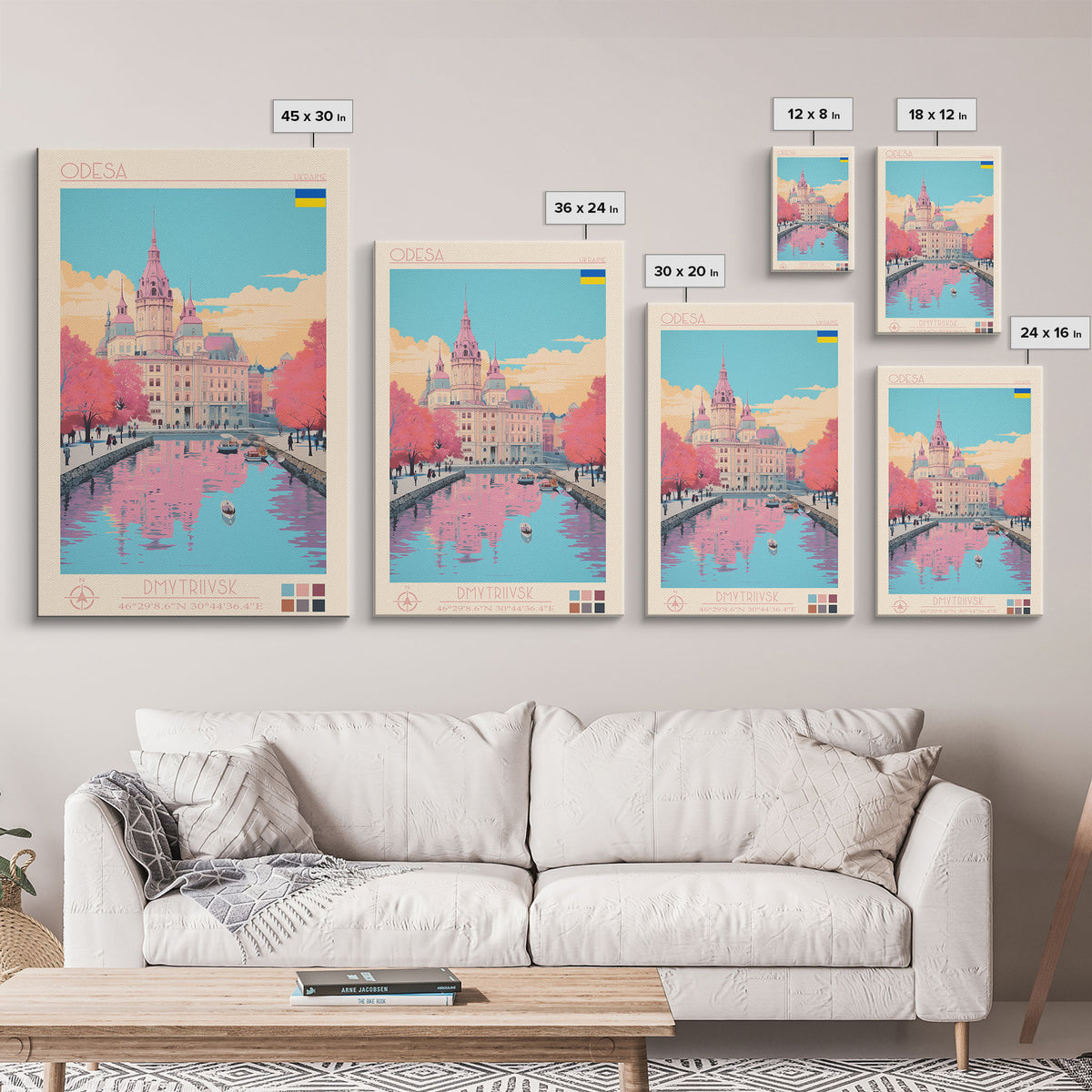 Odesa Ukraine Travel Poster Framed Canvas Print, Midcentury Modern Art, Pop Art Wall Decor, Home Decor, Vacation Gift, Bedroom Art