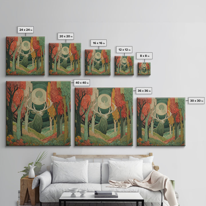 Faerie Market under Giant Mushrooms Canvas Print, Fantasy Art, Boho Wall Art, Living Room Decor, Oil Painting, Mythic, FAN-1x1-15