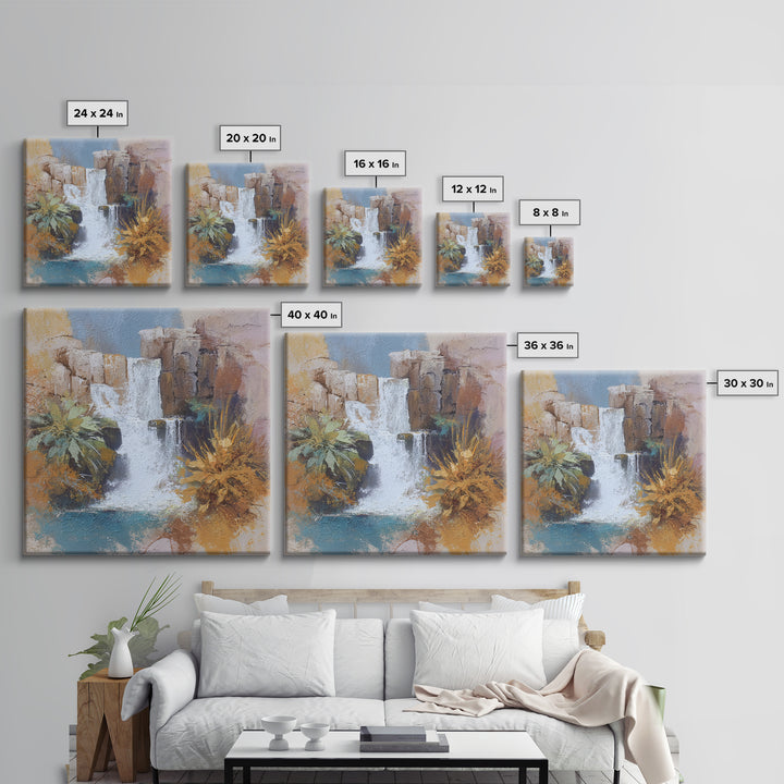 Dwarven Forge with Molten Gold Glow Framed Canvas Print, Fantasy Art, Final Fantasy Art, Living Room Decor, Abstract Art, FAN-1x1-66