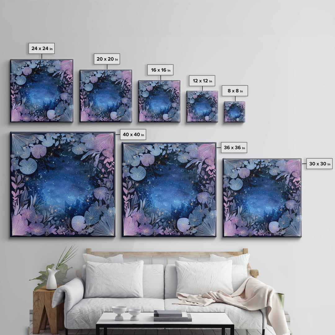 Mermaid Lagoon with Bioluminescent Water Framed Canvas Print, Fantasy Art, Digital Art, Living Room Decor, Fine Art, Mythic, FAN-1x1-8