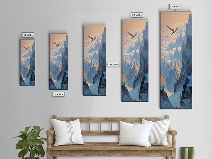 Griffin Perched on a Castle Wall Canvas Print, Fantasy Art, Final Fantasy Art, Living Room Decor, Mythic, Statement Artwork, FAN-1x3-22