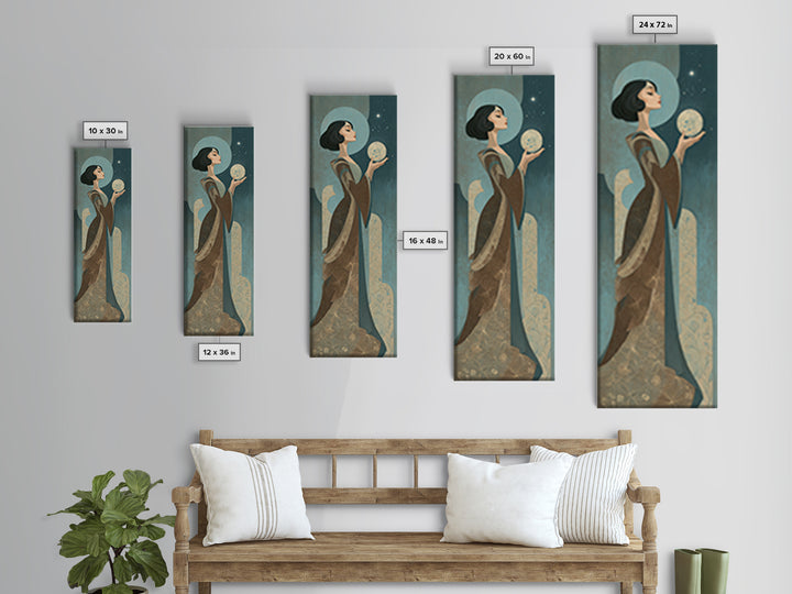 Elven Queen Portrait Canvas Print, Fantasy Art, Fantasy Art Print, Living Room Decor, Fine Art, Mythic, Textured Painting, FAN-1x3-38