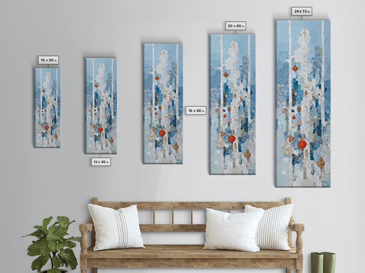 Crystal Cave with Luminous Blue Reflections Canvas Print, Fantasy Art, Acrylic Painting, Living Room Decor, Fine Art, Mythic, FAN-1x3-42