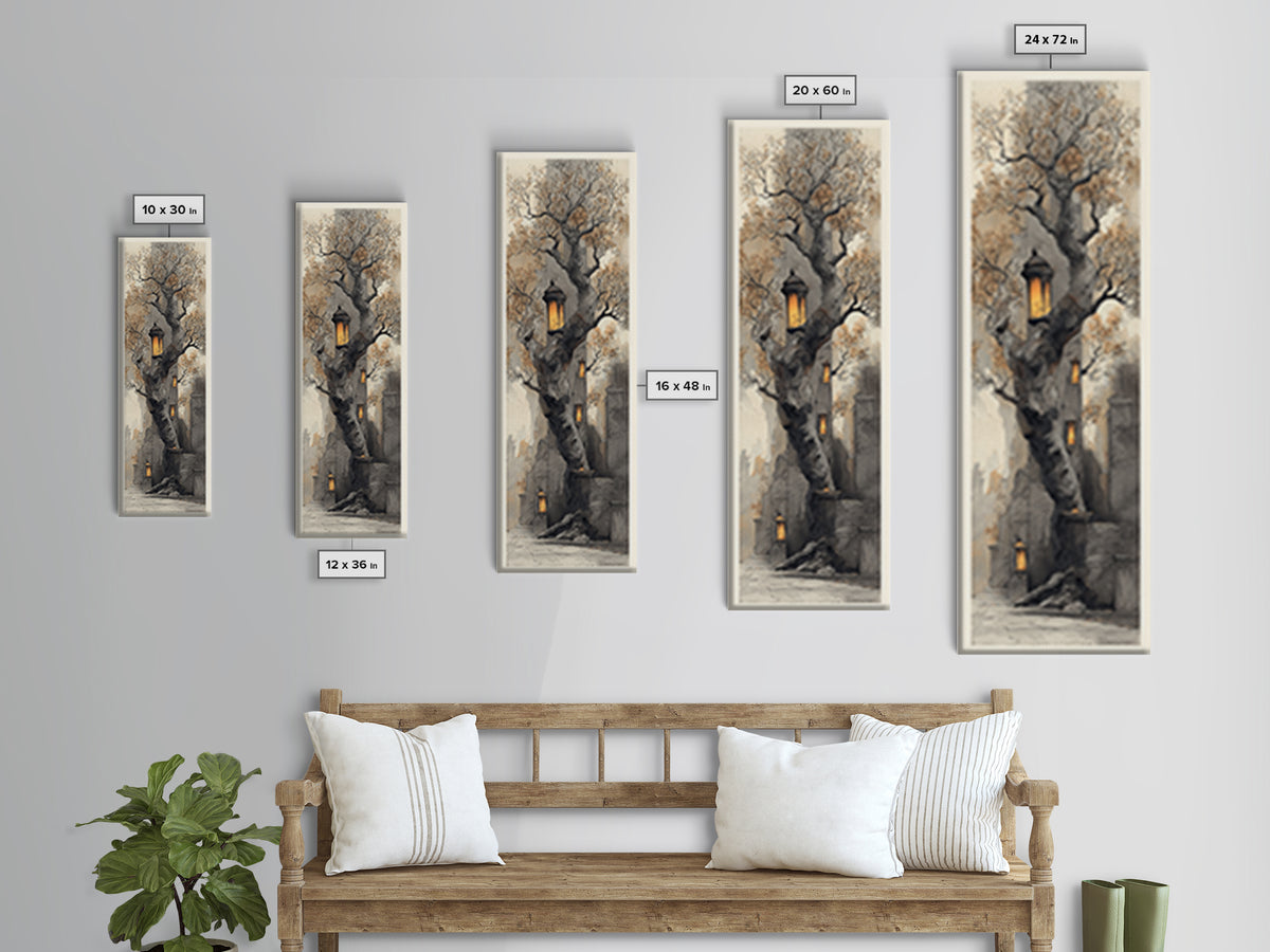 Dwarven Forge with Molten Gold Glow Framed Canvas Print, Fantasy Art, Large Art Print, Living Room Decor, Oil Painting, Mythic, FAN-1x3-54