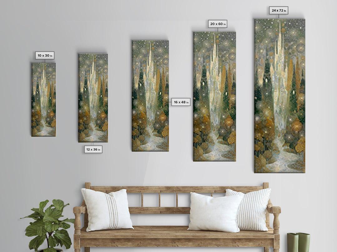 Mythic Waterfall Guarded by White Wolves Canvas Print, Fantasy Art, Wall Decor, Living Room Decor, Abstract Art, Mythic, FAN-1x3-60