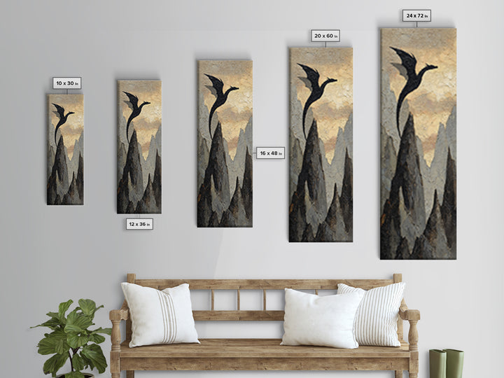 Wizard Tower under a Violet Storm Sky Framed Canvas Print, Fantasy Art, Fantasy, Living Room Decor, Fine Art, Mythic, FAN-1x3-64