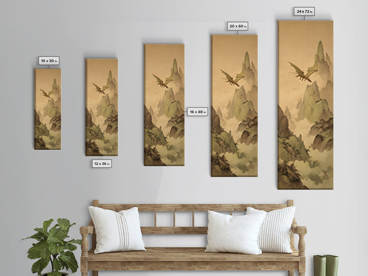 Griffin Perched on a Castle Wall Framed Canvas Print, Fantasy Art, Fantasy Home Decor, Living Room Decor, Fine Art, Mythic, FAN-1x3-70