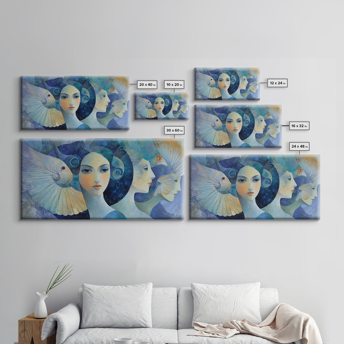 Sorceress Holding a Sphere of Starlight Framed Canvas Print, Fantasy Art, Minimalist Decor, Living Room Decor, Fine Art, Mythic, FAN-2x1-13