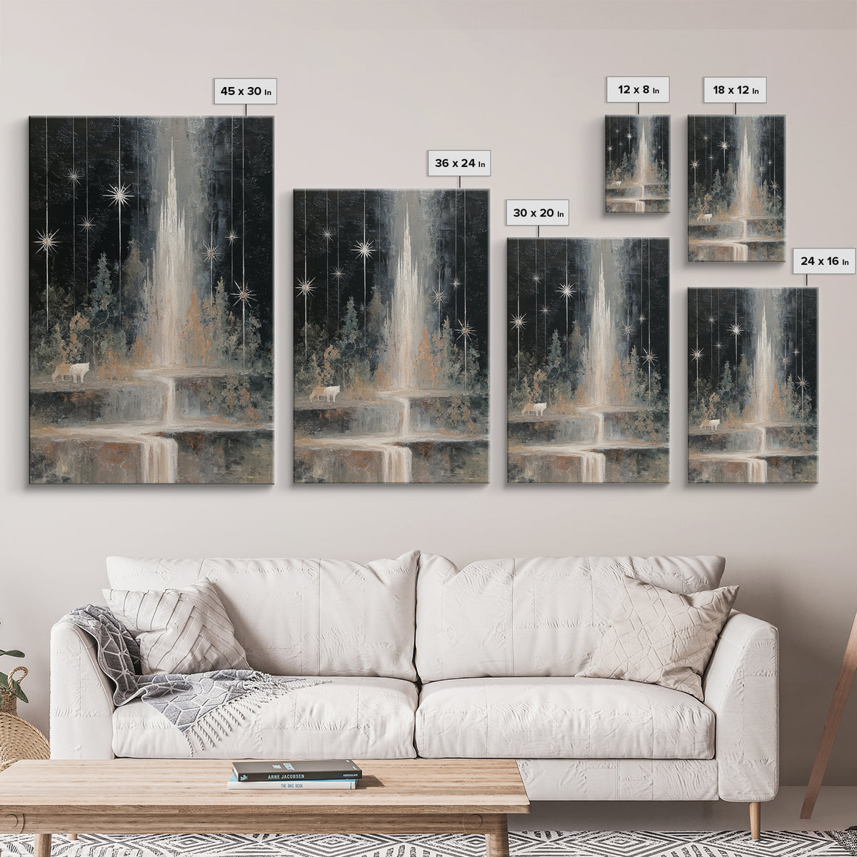 Giant Tree City Filled Framed Canvas Print, Fantasy Art, Painting, Living Room Decor, Abstract Art, Mythic, Gothic Art, FAN-2x3-17
