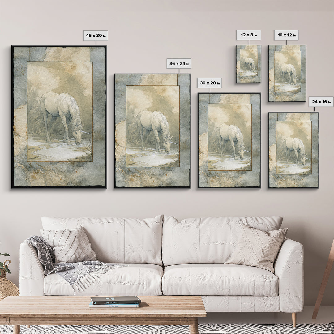 Ancient Map Landscape Framed Canvas Print, Fantasy Art, Contemporary Art, Living Room Decor, Fine Art, Mythic, Printable Art, FAN-2x3-21