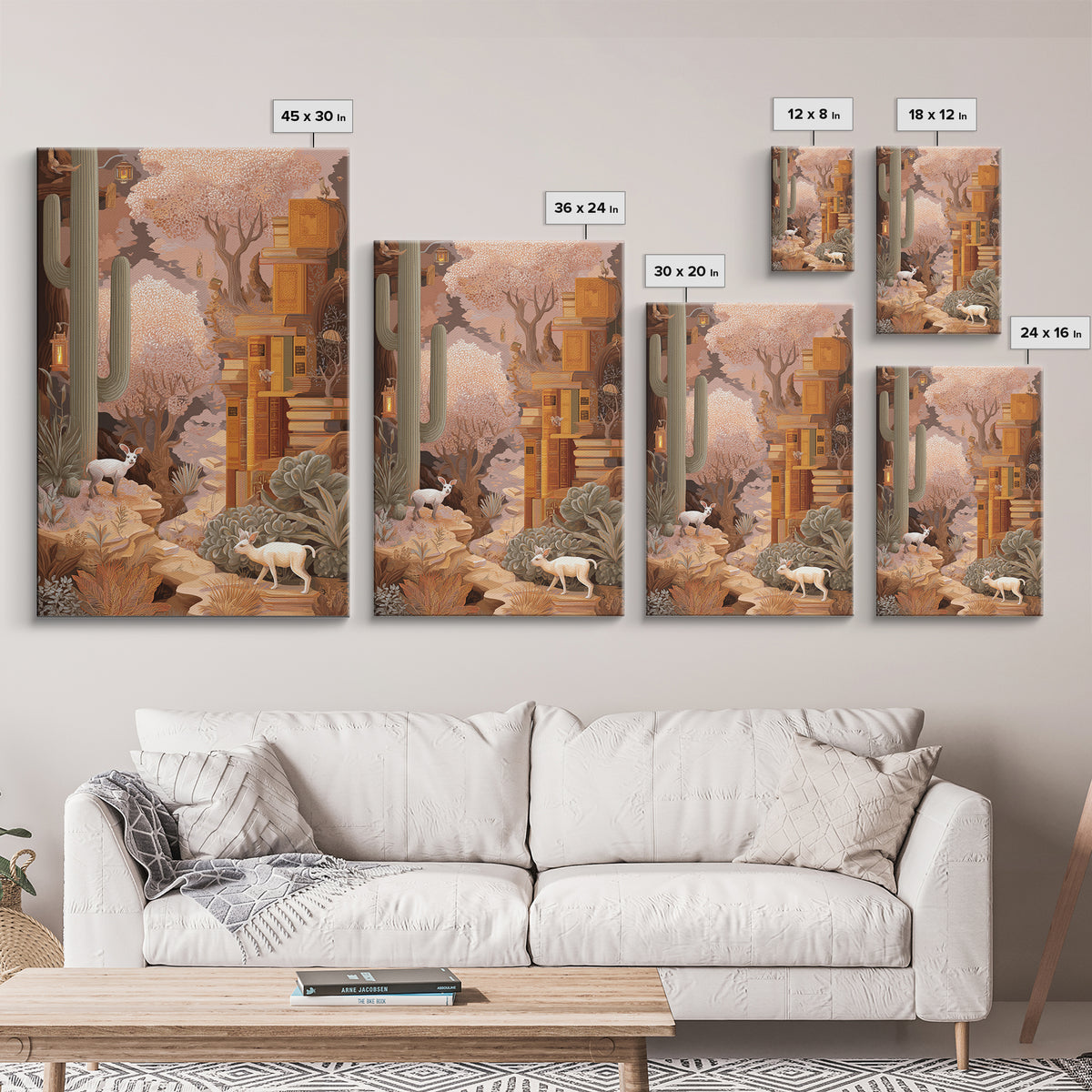 Enchanted Library with Floating Books Framed Canvas Print, Fantasy Art, Statement Artwork, Living Room Decor, Fine Art, Mythic, FAN-2x3-4