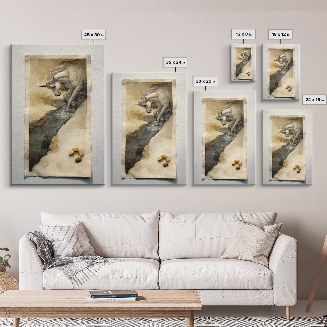 Sea Serpent Beneath a Stormy Ship Silhouette Framed Canvas Print, Fantasy Art, Room Decor, Living Room Decor, Oil Painting, FAN-2x3-51