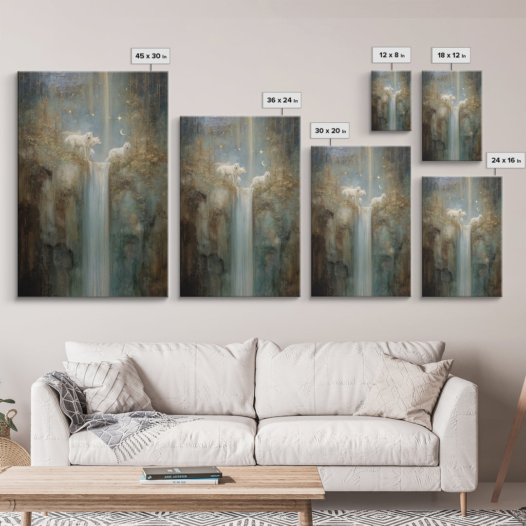 Faerie Market under Giant Mushrooms Canvas Print, Fantasy Art, Landscape, Living Room Decor, Oil Painting, Mythic, FAN-2x3-95