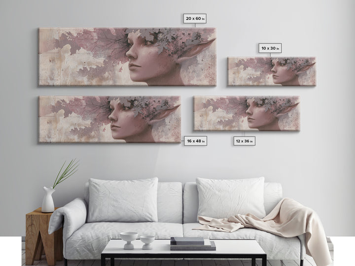 Magic Sword Embedded Framed Canvas Print, Fantasy Art, Painting, Living Room Decor, Fine Art, Mythic, Gothic Art, Landscape, FAN-3x1-51