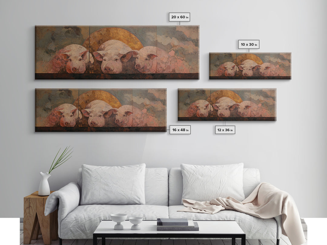 Faerie Market under Giant Mushrooms Framed Canvas Print, Fantasy Art, Contemporary Art, Living Room Decor, Fine Art, Mythic, FAN-3x1-55