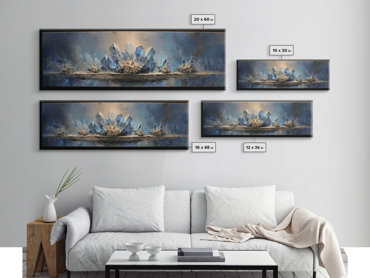 Mythic Waterfall Guarded by White Wolves Canvas Print, Fantasy Art, Minimalist Decor, Living Room Decor, Oil Painting, Mythic, FAN-3x1-88