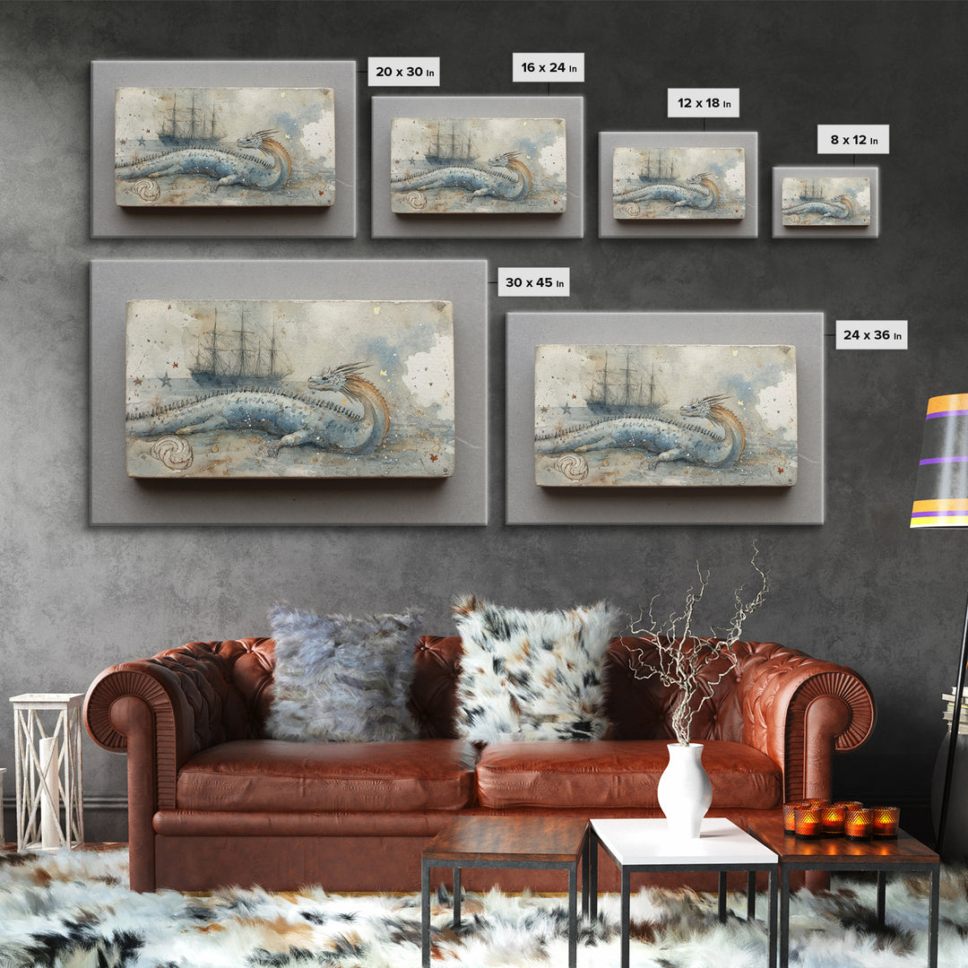 Ancient Map Landscape Framed Canvas Print, Fantasy Art, Final Fantasy Art, Living Room Decor, Watercolor Art, Mythic, FAN-3x2-41