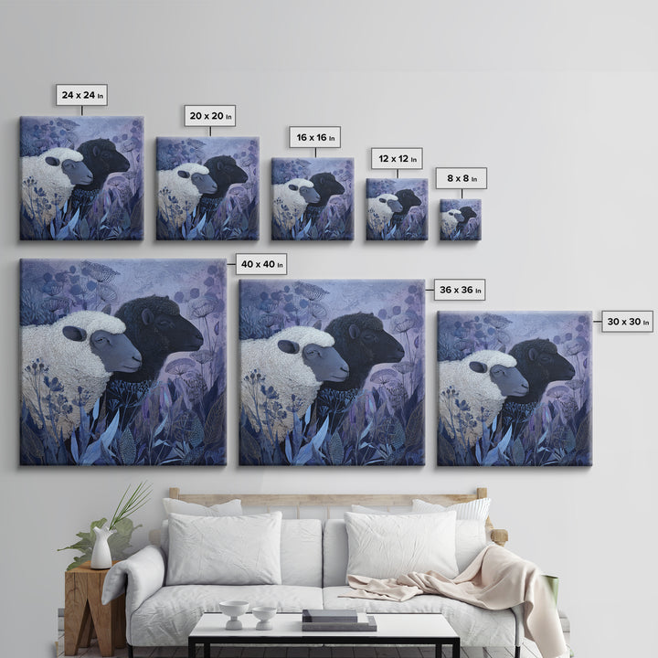 Black and White Sheep Framed Canvas Print, Farmhouse Art, Printable Wall Art, Farmhouse Decor, Harvest, Black Wall Art, FAR-1x1-8