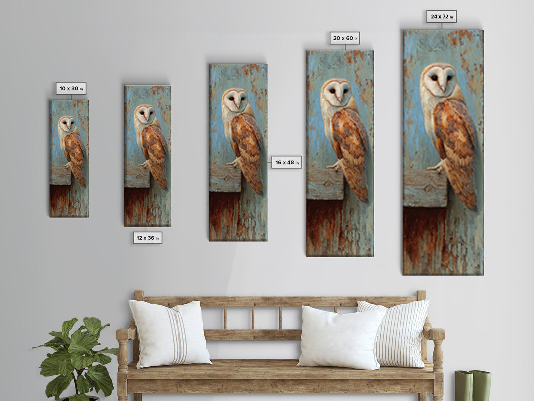 Barn Owl Perched on Aged Wood Canvas Print, Farmhouse Art, Printable Art, Farmhouse Decor, Harvest, Landscape Painting, FAR-1x3-59