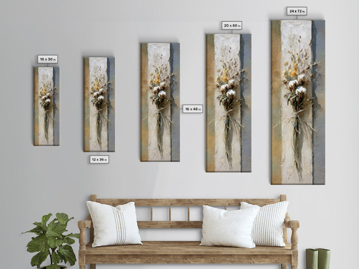 Wheat Bundle Tied Framed Canvas Print, Farmhouse Art, Landscape Art, Farmhouse Decor, Fine Art, Harvest, Textured Painting, FAR-1x3-70