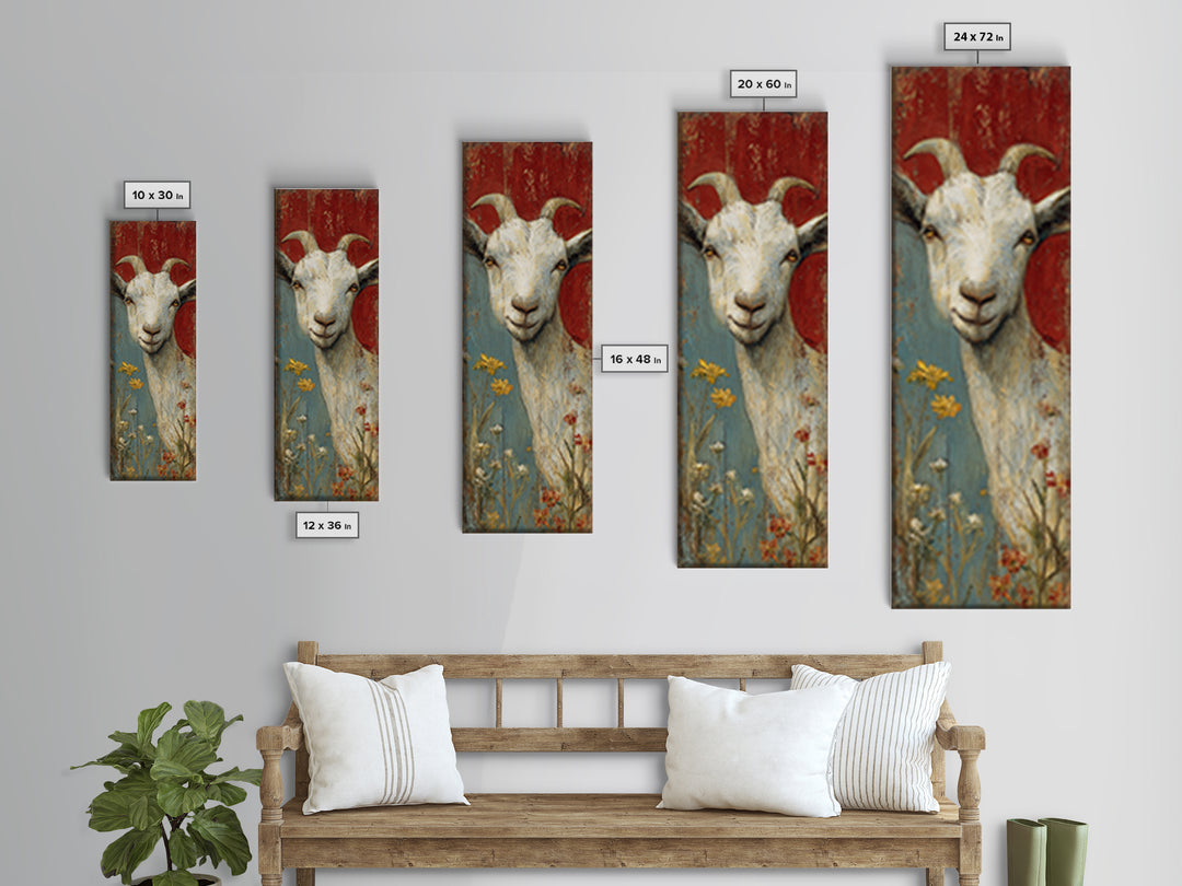 Goat Portrait with Playful Expression Canvas Print, Farmhouse Art, Botanical Art, Farmhouse Decor, Fine Art, Harvest, FAR-1x3-78