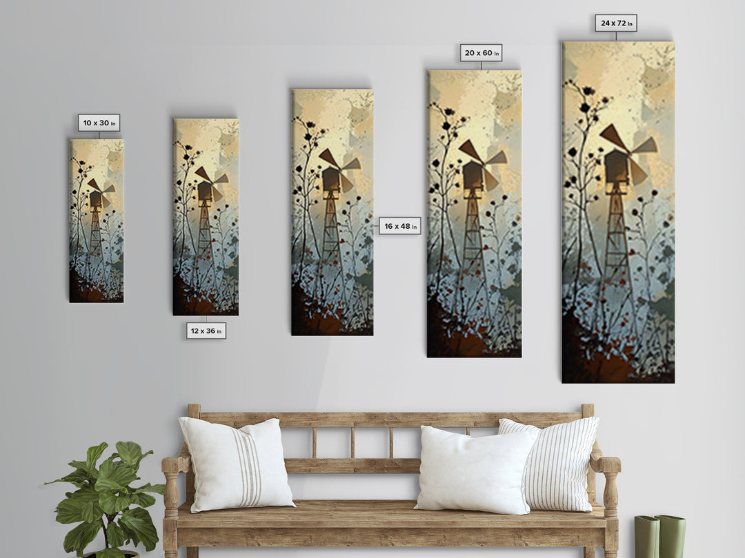 Farmhouse Wreath of Cotton Stems and Eucalyptus Canvas Print, Farmhouse Art, Statement Artwork, Farmhouse Decor, Harvest, FAR-1x3-8