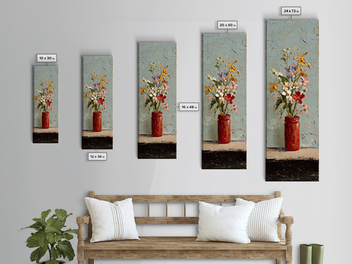 Wildflowers in a Mason Jar on Linen Framed Canvas Print, Farmhouse Art, Farmhouse Wall Art, Farmhouse Decor, Fine Art, Harvest, FAR-1x3-91