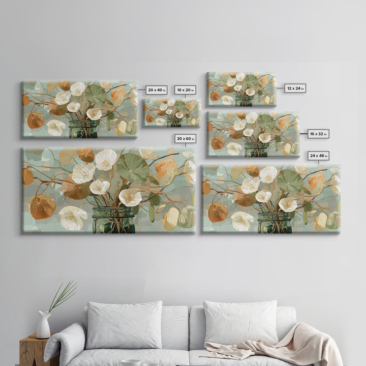 Pumpkins Stacked on a Wooden Crate Framed Canvas Print, Farmhouse Art, Oil Painting, Farmhouse Decor, Watercolor Art, Harvest, FAR-2x1-81