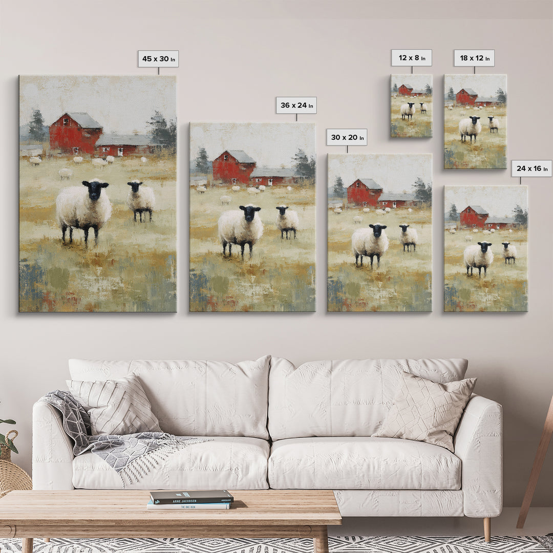 Black and White Sheep Canvas Print, Farmhouse Art, Botanical Prints, Farmhouse Decor, Fine Art, Harvest, Statement Artwork, FAR-2x3-16