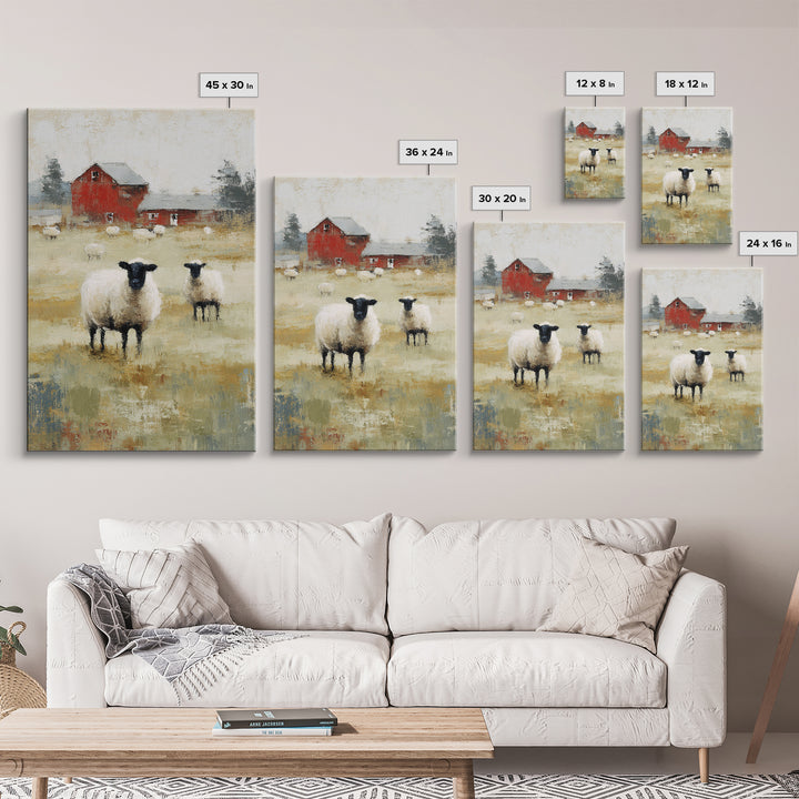 Black and White Sheep Canvas Print, Farmhouse Art, Botanical Prints, Farmhouse Decor, Fine Art, Harvest, Statement Artwork, FAR-2x3-16