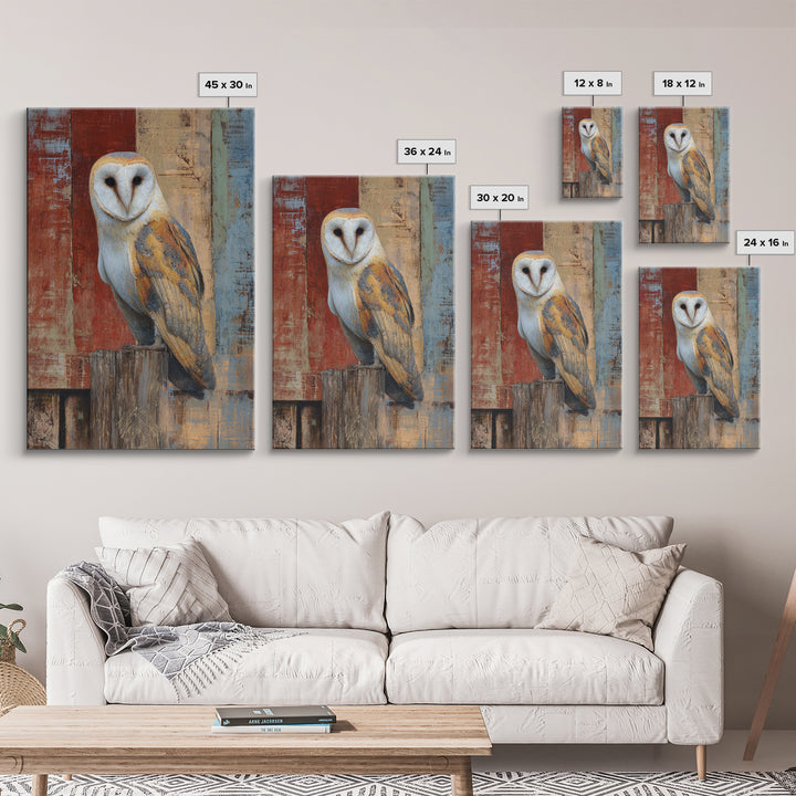 Barn Owl Perched on Aged Wood Canvas Print, Farmhouse Art, Statement Artwork, Farmhouse Decor, Fine Art, Harvest, Wall Decor, FAR-2x3-31