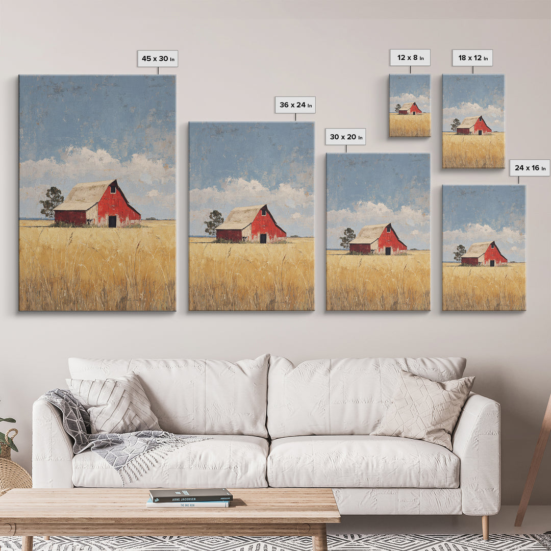 Rustic Barn in Golden Field Light Framed Canvas Print, Farmhouse Art, Contemporary Art, Farmhouse Decor, Fine Art, Harvest, FAR-2x3-34