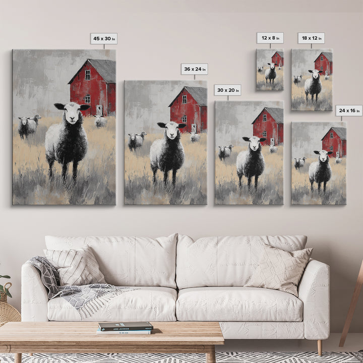 Black and White Sheep Framed Canvas Print, Farmhouse Art, Room Decor, Farmhouse Decor, Fine Art, Harvest, Printable Wall Art, FAR-2x3-64