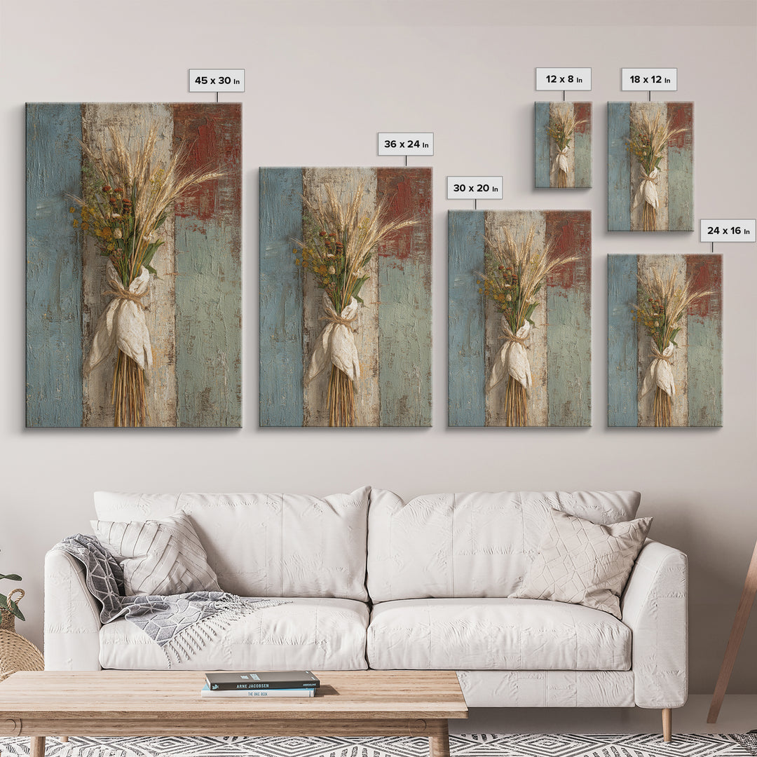 Wheat Bundle Tied Canvas Print, Farmhouse Art, Home Decor, Farmhouse Decor, Oil Painting, Harvest, Living Room Decor, FAR-2x3-66