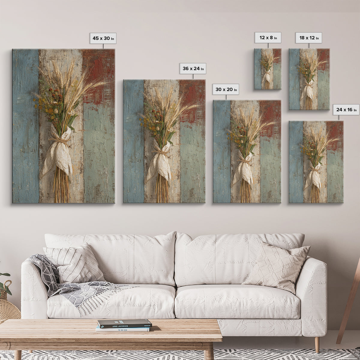 Wheat Bundle Tied Canvas Print, Farmhouse Art, Home Decor, Farmhouse Decor, Oil Painting, Harvest, Living Room Decor, FAR-2x3-66
