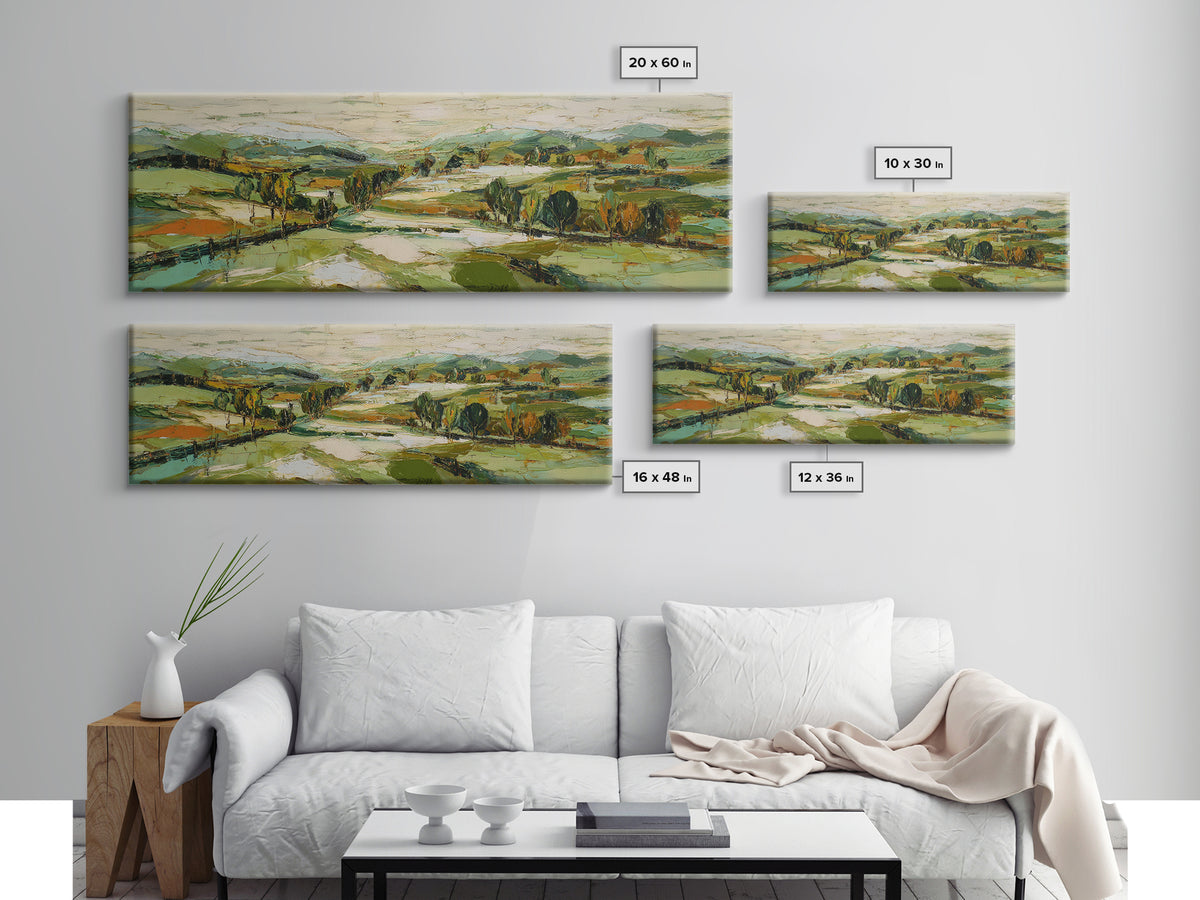 Country Landscape with Fence and Rolling Hills Canvas Print, Farmhouse Art, Floral Wall Art, Farmhouse Decor, Fine Art, Harvest, FAR-3x1-54