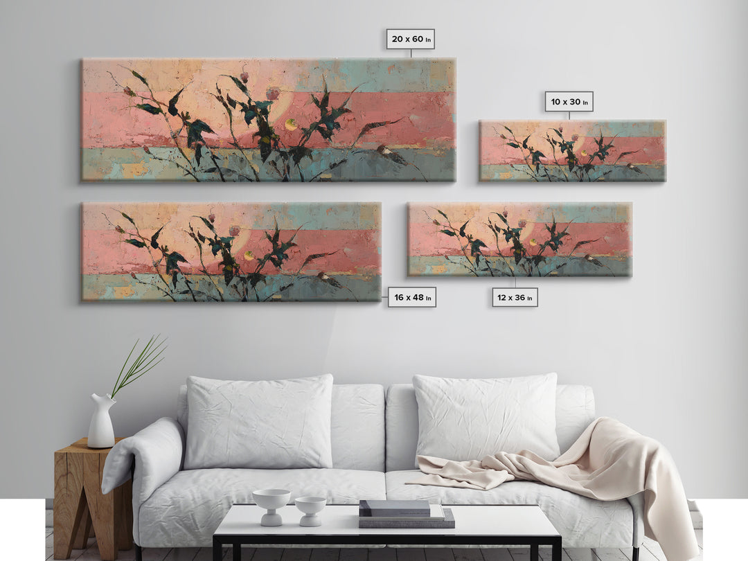 Chicken Family in a Garden Patch Framed Canvas Print, Farmhouse Art, Contemporary Art, Farmhouse Decor, Oil Painting, Harvest, FAR-3x1-55