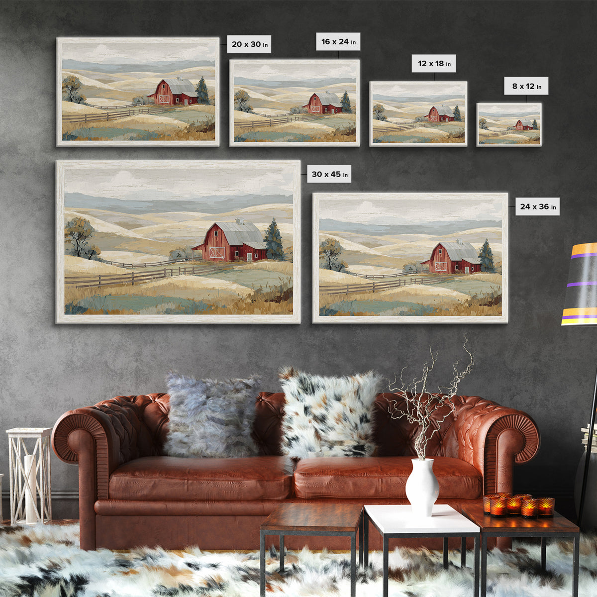Country Landscape with Fence and Rolling Hills Canvas Print, Farmhouse Art, Farmhouse Decor, Fine Art, Harvest, Gallery Wall, FAR-3x2-42