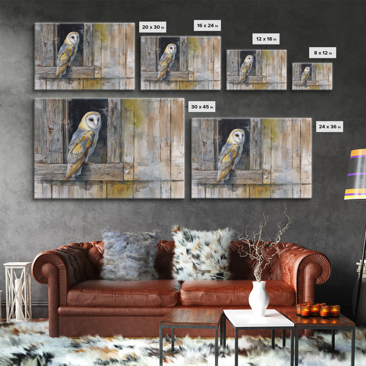 Barn Owl Perched on Aged Wood Canvas Print, Farmhouse Art, Farmhouse Wall Art, Farmhouse Decor, Fine Art, Harvest, Luxury Decor, FAR-3x2-51