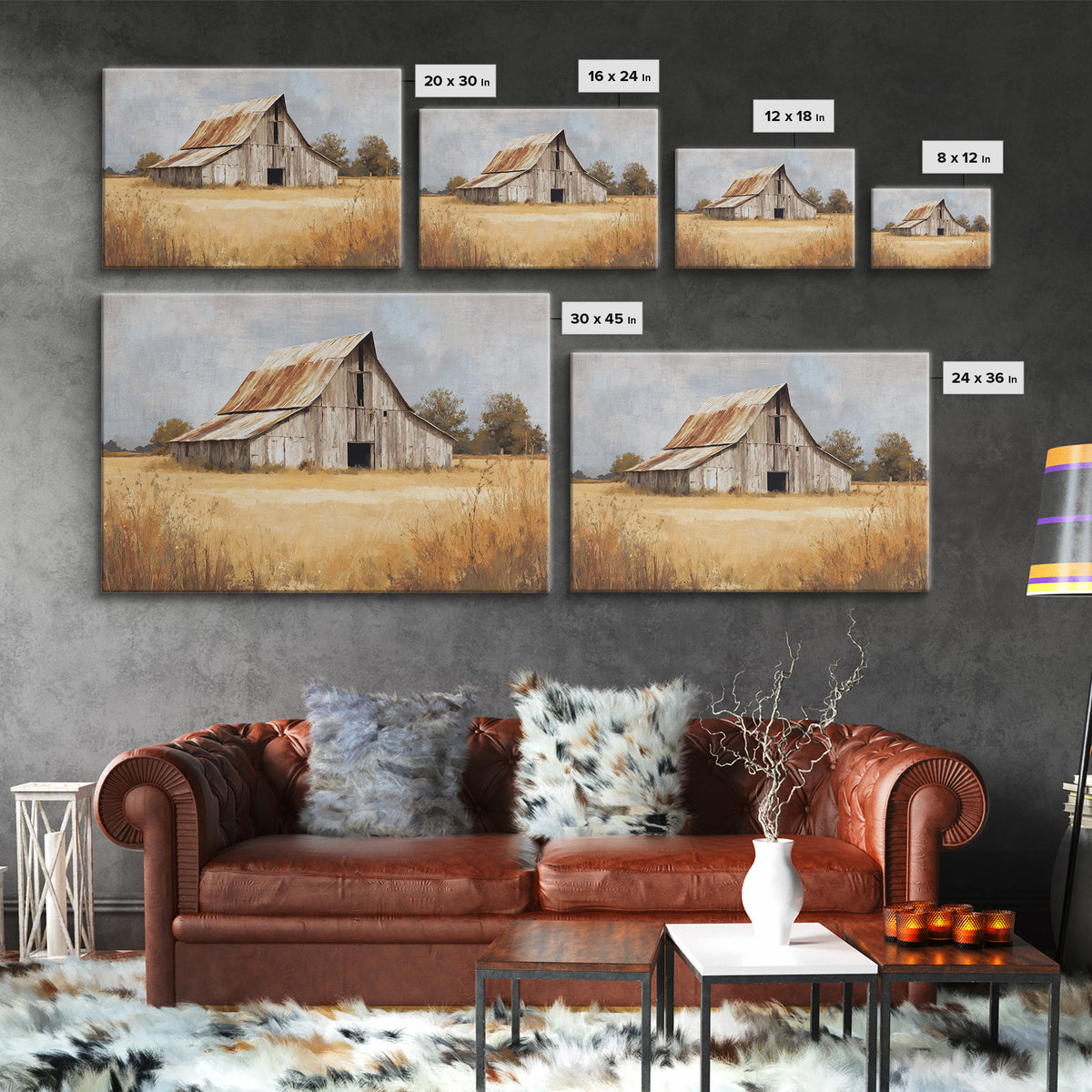 Rustic Barn in Golden Field Light Framed Canvas Print, Farmhouse Art, Digital Print, Farmhouse Decor, Fine Art, Harvest, FAR-3x2-6