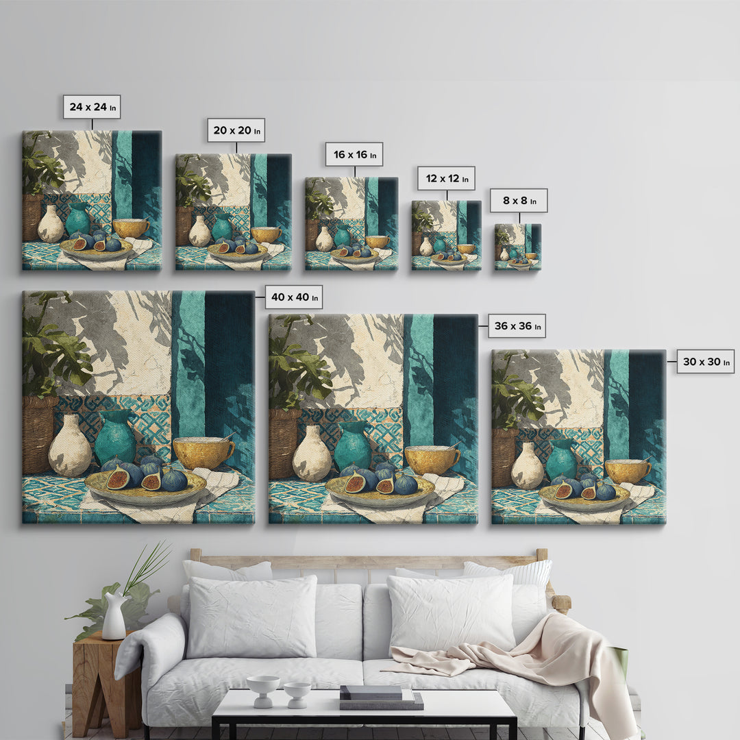 Figs on Ceramic Plate Framed Canvas Print, French Country Art, Farmhouse Wall Decor, Farmhouse Decor, Abstract Art, Country, FCA-1x1-16