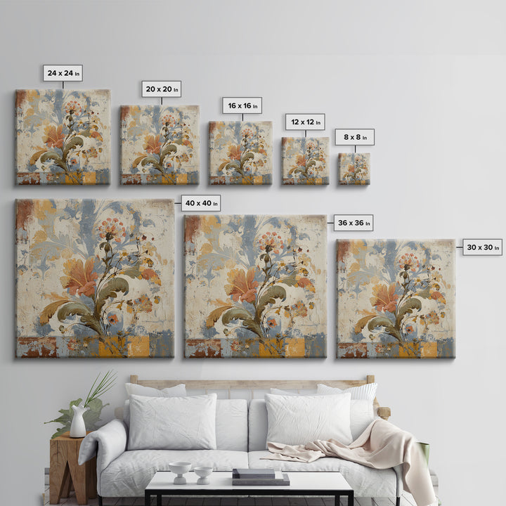French Script Flourishes Without Readable Text Canvas Print, French Country Art, Home Decor Gift, Farmhouse Decor, Country, FCA-1x1-18