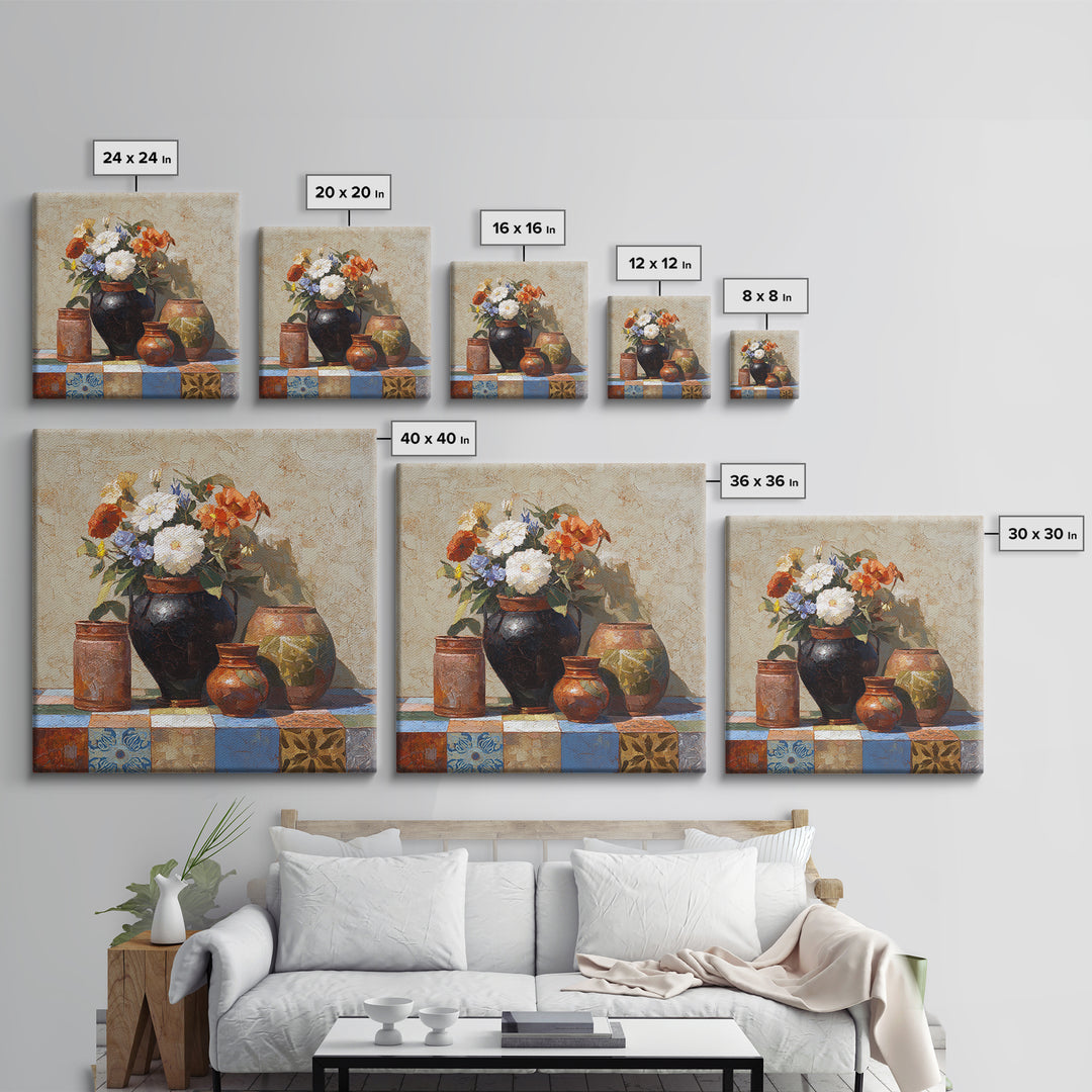 Antique Copper Pot and Flowers Still Life Canvas Print, French Country Art, French Country Decor, Farmhouse Decor, Country, FCA-1x1-24