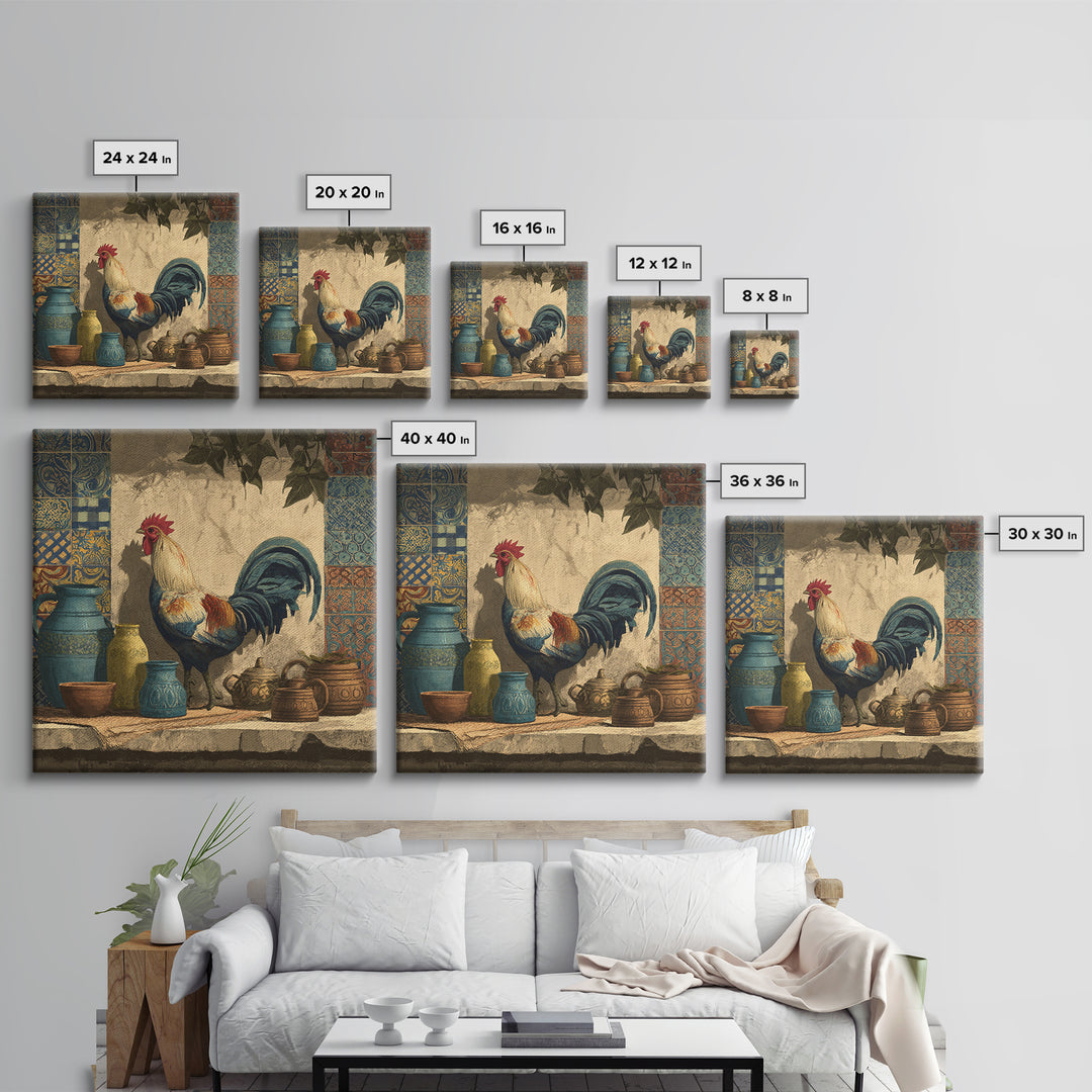 Rooster Portrait in Rustic French Palette Canvas Print, French Country Art, Botanical Prints, Farmhouse Decor, Country, FCA-1x1-26