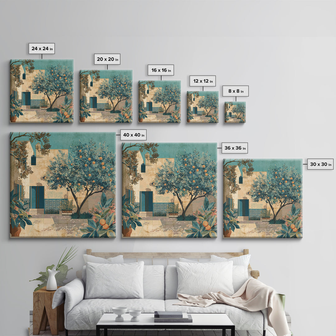 Sunlit Provence Olive Grove Framed Canvas Print, French Country Art, Eclectic Wall Art, Farmhouse Decor, Fine Art, Country, FCA-1x1-29