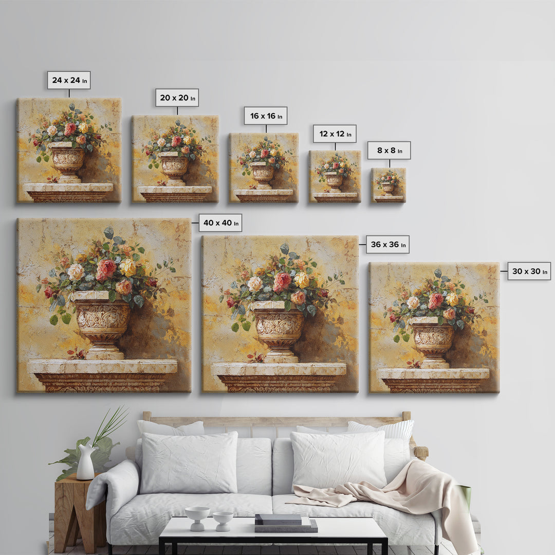 Ch Teau Garden Urn Framed Canvas Print, French Country Art, Farmhouse Wall Decor, Farmhouse Decor, Fine Art, Country, FCA-1x1-43