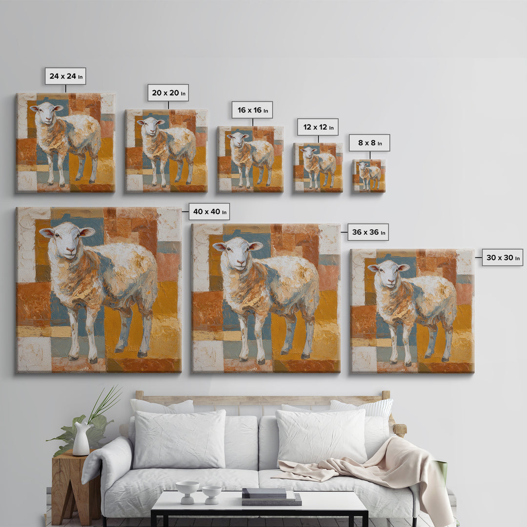 Pastoral Sheep in Rolling Countryside Framed Canvas Print, French Country Art, Floral Wall Art, Farmhouse Decor, Country, FCA-1x1-62